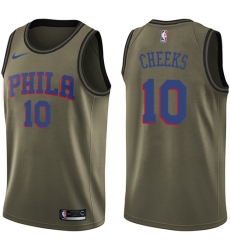 Men's Nike Philadelphia 76ers #10 Maurice Cheeks Swingman Green Salute to Service NBA Jersey