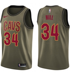 Youth Nike Cleveland Cavaliers #34 Tyrone Hill Swingman Green Salute to Service NBA Jersey