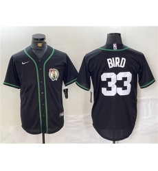 Men's Boston Celtics #33 Larry Bird Black With Stitched Baseball Jersey