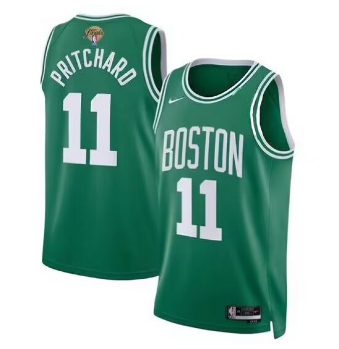 Men's Boston Celtics #11 Payton Pritchard Kelly Green 2024 Finals Icon Edition Stitched Basketball Jersey