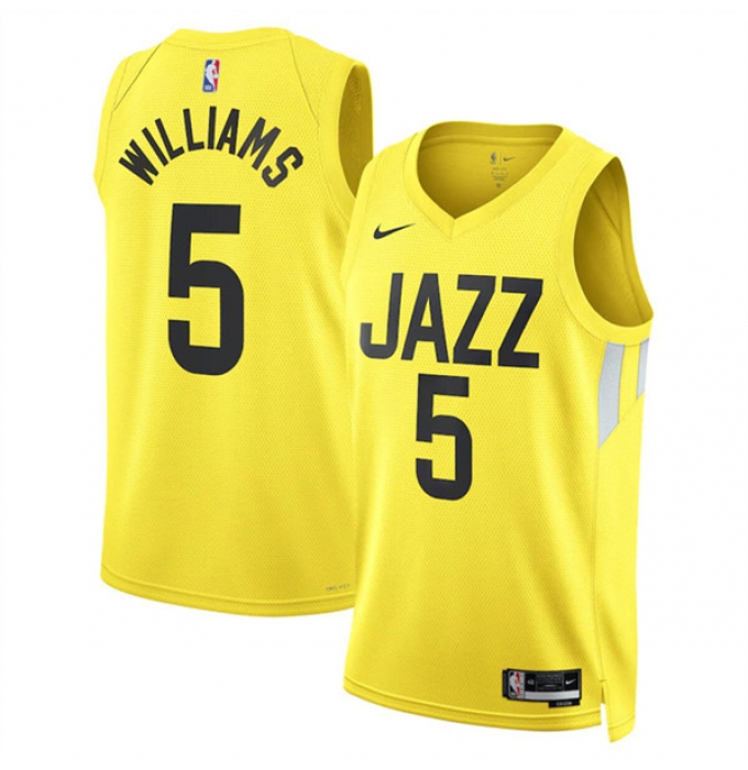 Men's Utah Jazz #5 Cody Williams Yellow 2024 Draft Association Edition Stitched Basketball Jersey