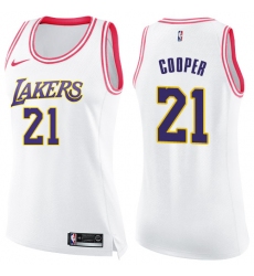Women's Nike Los Angeles Lakers #21 Michael Cooper Swingman White/Pink Fashion NBA Jersey