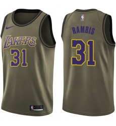 Men's Nike Los Angeles Lakers #31 Kurt Rambis Swingman Green Salute to Service NBA Jersey