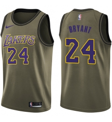 Youth Nike Los Angeles Lakers #24 Kobe Bryant Swingman Green Salute to Service NBA Jersey