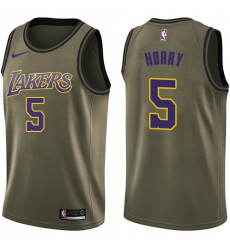 Youth Nike Los Angeles Lakers #5 Robert Horry Swingman Green Salute to Service NBA Jersey