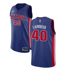 Women's Nike Detroit Pistons #40 Bill Laimbeer Authentic Royal Blue Road NBA Jersey - Icon Edition