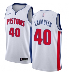 Youth Nike Detroit Pistons #40 Bill Laimbeer Authentic White Home NBA Jersey - Association Edition