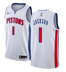 Women's Nike Detroit Pistons #1 Reggie Jackson Authentic White Home NBA Jersey - Association Edition