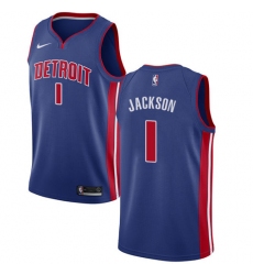 Women's Nike Detroit Pistons #1 Reggie Jackson Swingman Royal Blue Road NBA Jersey - Icon Edition