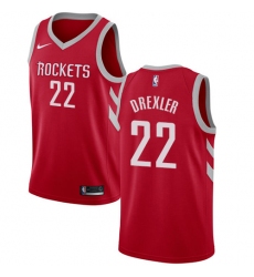 Youth Nike Houston Rockets #22 Clyde Drexler Swingman Red Road NBA Jersey - Icon Edition