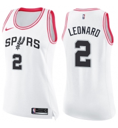 Women's Nike San Antonio Spurs #2 Kawhi Leonard Swingman White/Pink Fashion NBA Jersey