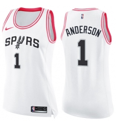 Women's Nike San Antonio Spurs #1 Kyle Anderson Swingman White/Pink Fashion NBA Jersey