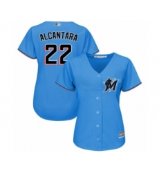 Women's Miami Marlins #22 Sandy Alcantara Authentic Blue Alternate 1 Cool Base Baseball Jersey