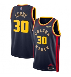 Men's Golden State Warriors #30 Stephen Curry Navy 2024-25 City Edition Stitched Basketball Jersey