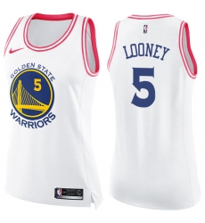 Women's Nike Golden State Warriors #5 Kevon Looney Swingman White/Pink Fashion NBA Jersey