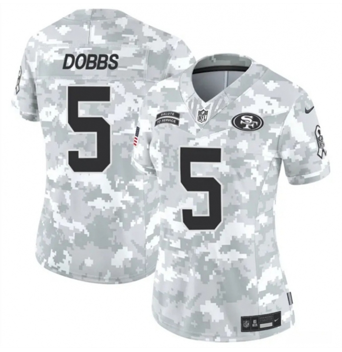 Women's San Francisco 49ers #5 Joshua Dobbs 2024 F.U.S.E Arctic Camo Salute To Service Limited Stitched Jersey(Run Small)