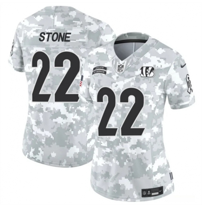 Women's Cincinnati Bengals #22 Geno Stone 2024 F.U.S.E Arctic Camo Salute To Service Limited Stitched Football Jersey(Run Small)