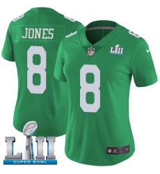 Women's Nike Philadelphia Eagles #8 Donnie Jones Limited Green Rush Vapor Untouchable Super Bowl LII NFL Jersey