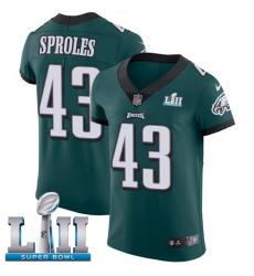 Men's Nike Philadelphia Eagles #43 Darren Sproles Midnight Green Team Color Vapor Untouchable Elite Player Super Bowl LII NFL Jersey