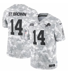 Youth Detroit Lions #14 Amon Ra St Brown 2024 F U S E Arctic Camo Salute To Service Limited Stitched Jersey