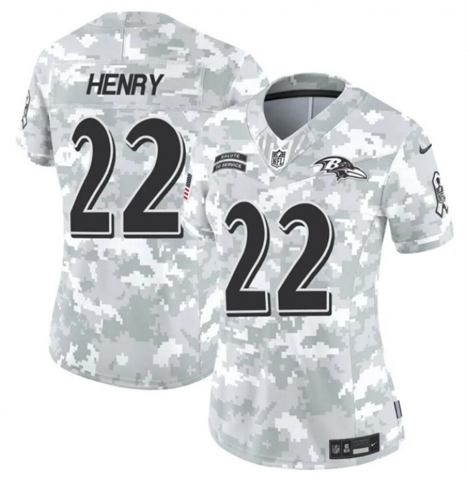 Women's Baltimore Ravens #22 Derrick Henry 2024 F.U.S.E Arctic Camo Salute To Service Limited Stitched Football Jersey(Run Small)