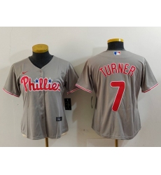 Women's Philadelphia Phillies #7 Trea Turner Grey Stitched Cool Base Nike Jersey