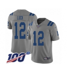 Youth Nike Indianapolis Colts #12 Andrew Luck Limited Gray Inverted Legend 100th Season NFL Jersey