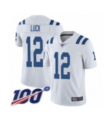 Youth Nike Indianapolis Colts #12 Andrew Luck White Vapor Untouchable Limited Player 100th Season NFL Jersey