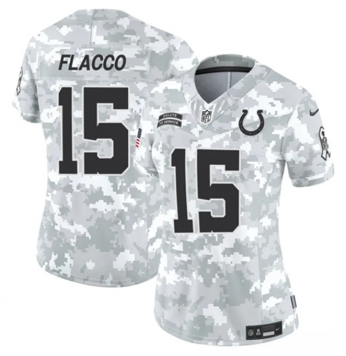 Women's Indianapolis Colts #15 Joe Flacco 2024 F.U.S.E Arctic Camo Salute To Service Limited Stitched Jersey(Run Small)