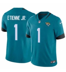 Youth Jacksonville Jaguars #1 Travis Etienne JR Teal 2024 F U S E Prowler Throwback Vapor Limited Stitched Football Jersey