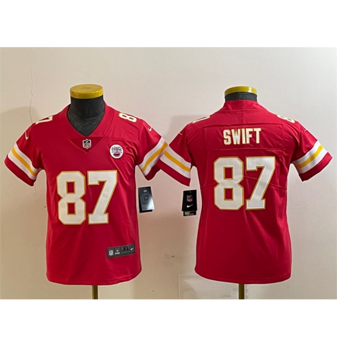 Youth Kansas City Chiefs #87 Taylor Swift Red Vapor Untouchable Limited Football Stitched Jersey